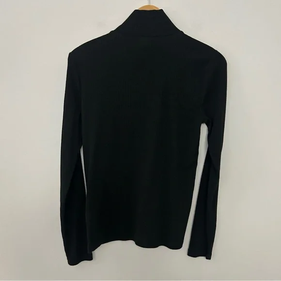J.Crew Black Vintage Ribbed Turtleneck with Gold Buttons - Picture 6 of 7